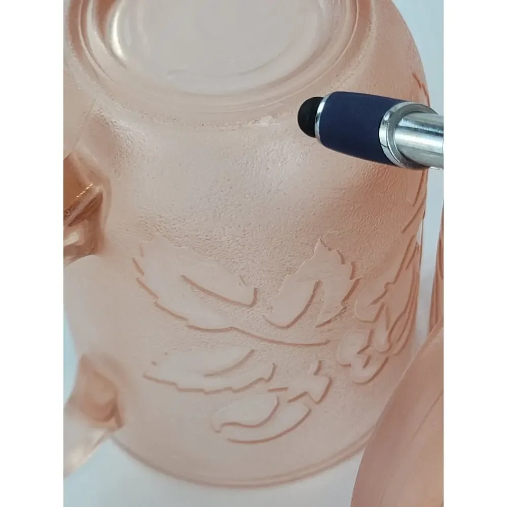 Pink Depression Glass Vintage Arcoroc France Rosaline Rose Coffee Mug Set of 4